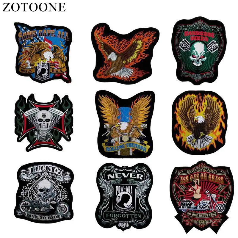 

New Arrival Punk Rock Motorcycle Jacket Patch Badge For Clothes Stickers Iron On Cheap Big EmbroiderIed Biker Motorcycle Patches