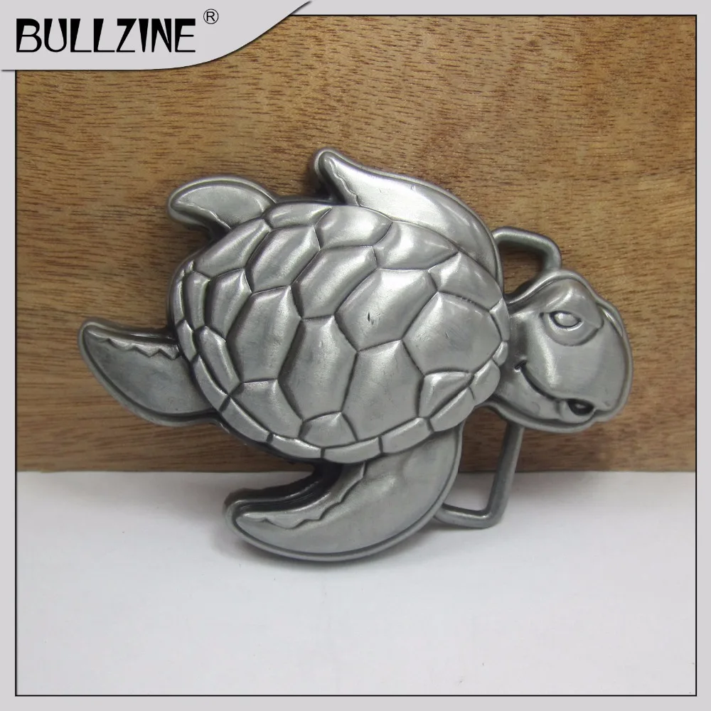

The Bullzine Fashion tortoise belt buckle with pewter finish FP-03024 suitable for 4cm width snap on belt
