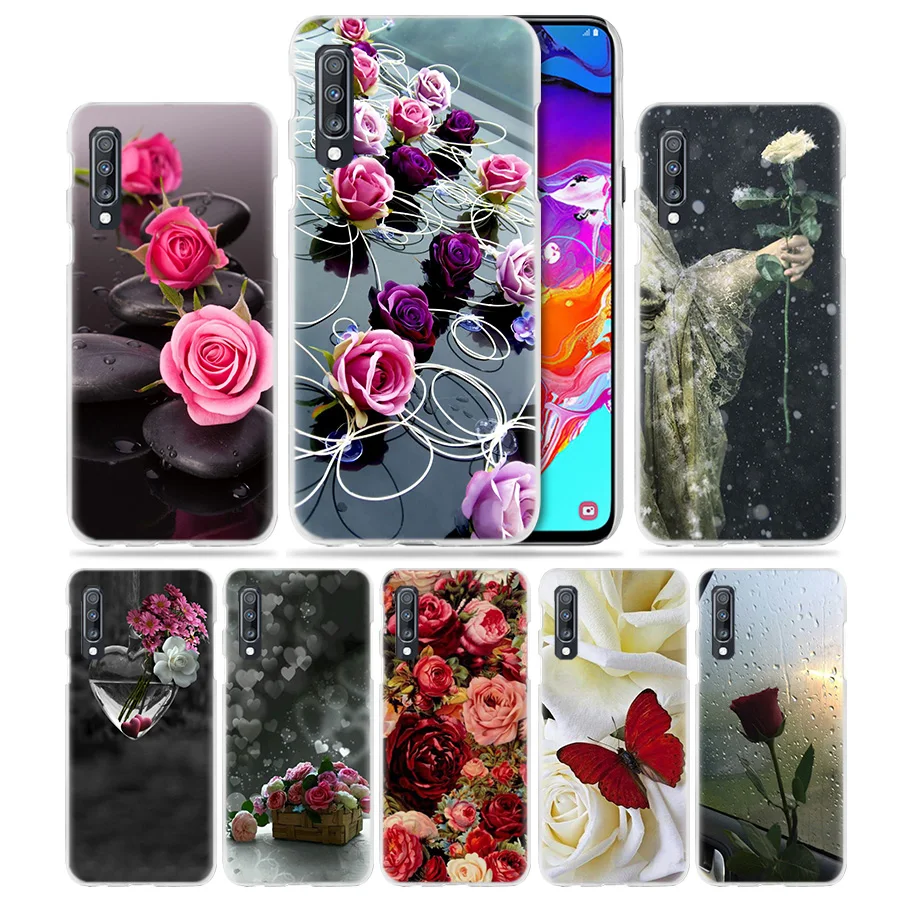 

Red Butterfly Roses Flower Case for Samsung Galaxy A50 A70 A20e A60 A40 A30 A20 A10 A8 A6 Plus A9 A7 2018 Hard PC Phone Cover