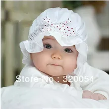 1 шт., летняя модная детская шляпа для защиты от солнца, Милая атласная шляпа принцессы в горошек, детская шапка, розовый и белый цвета,, MZ0906