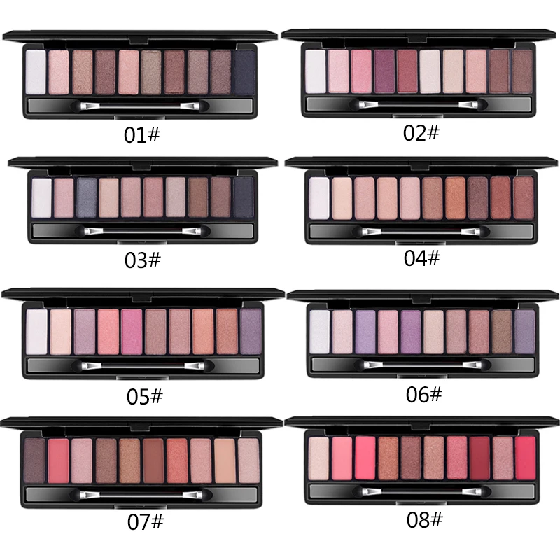 

10 Colors Eye Shadow Palette Matte Shimmer Eyeshadow Palette with Brush Cosmetic Makeup Set