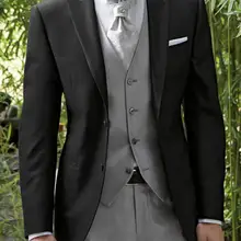 Классический стиль две кнопки Черный Жених Смокинги друзей жениха Мужские свадебные костюмы для выпускного вечера Жених(куртка+ брюки+ жилет+ галстук) K: 908