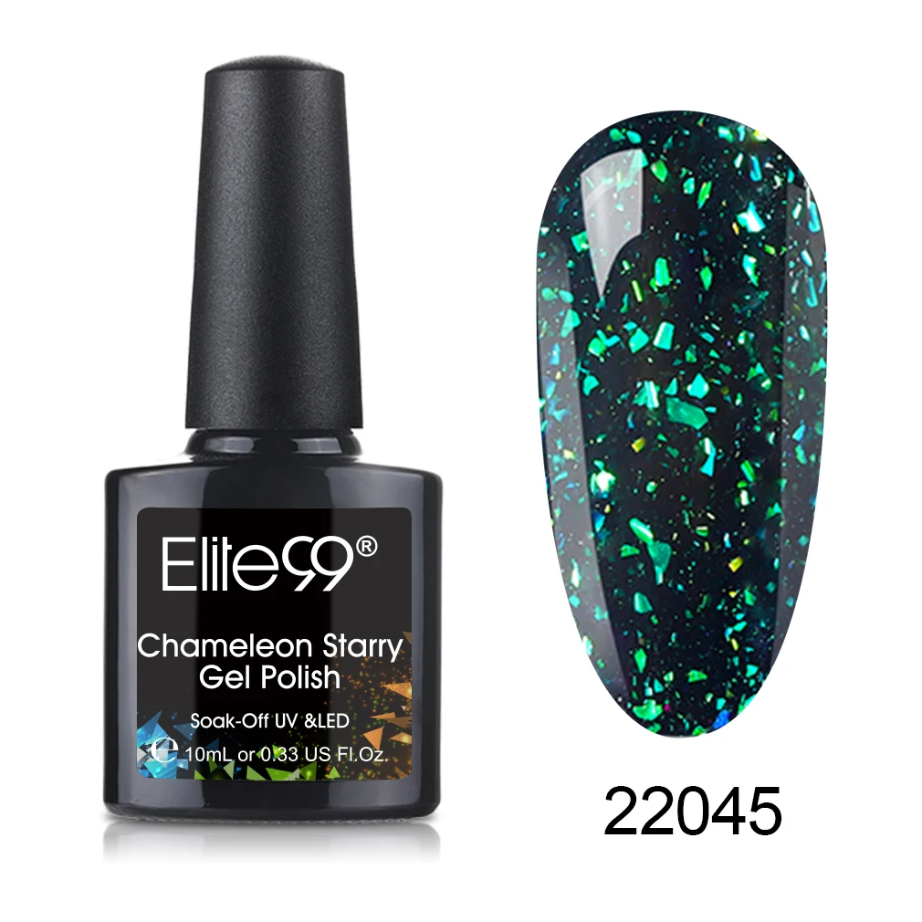 Elite99 Nail Art Design 10ML Soak Off Enamel UV Gel Nail Polish Lacquer Varnish Chameleon Gel Polish Black Based LED Lamp - Цвет: 22045