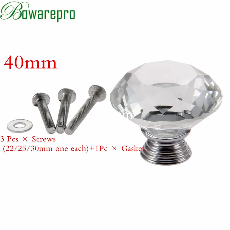 bowarepro Diamond Crystal Glass knob hardware Pull dresser handle kitchen cabinet handles 40mm door Furniture 1pcs+3Pcs Screws bowarepro Diamond Crystal Glass knob hardware Pull dresser handle kitchen cabinet handles 40mm door Furniture 1pcs+3Pcs Screws