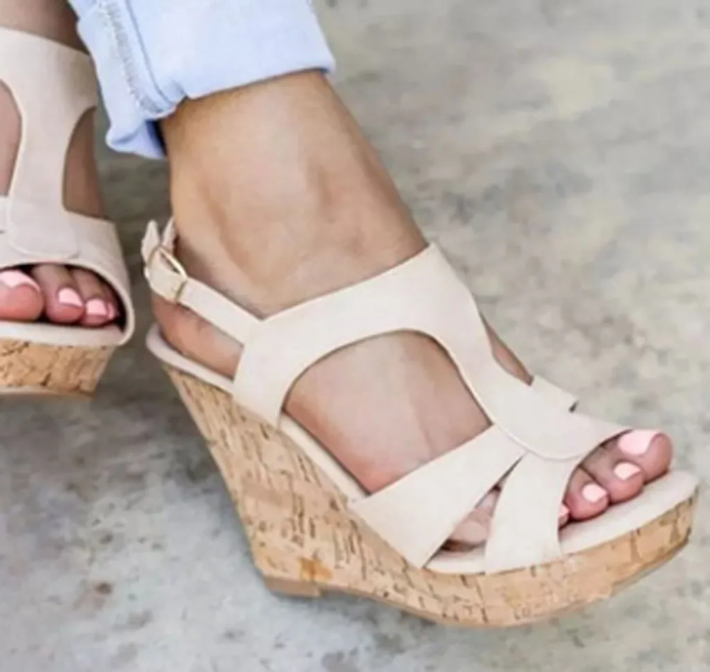 

Wedges Shoes for Women Retro Women Sandals Buckle Strap Shoes Open Toe Sandals Solid Women Wedges Sandals Platform Large Size