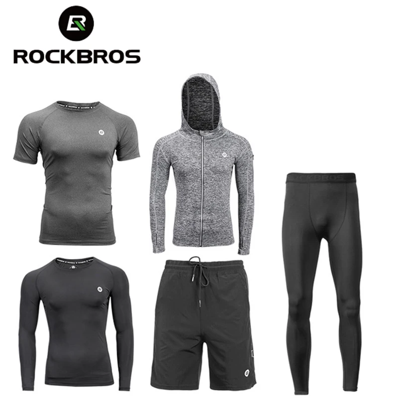 

ROCKBROS Men's Gym Fitness Sport Suits Quick Dry Sweat-absorbent Running Joggers Sportswear Training Tracksuits Set Gym Gloves