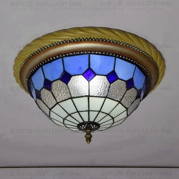 

European Mediterranean blue diamond glass bedroom dining room lobby balcony corridor ceiling lamp