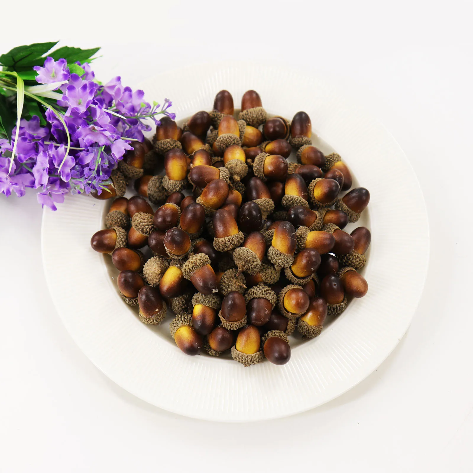 20pcs 3.3x2.3cm Artificial Simulation Small Acorn Plant Decoration Fake Fruit Autumn Home House Kitchen Decor Photography Props