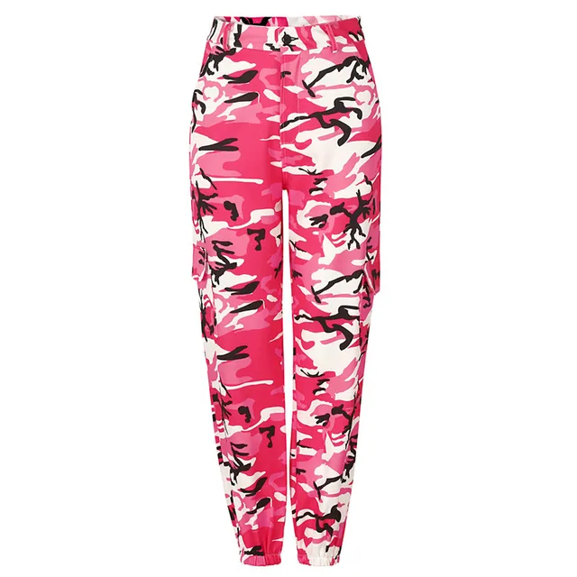Cargo Pants Women Pink Plus Size Loose Casual Pants Spring Autumn Print