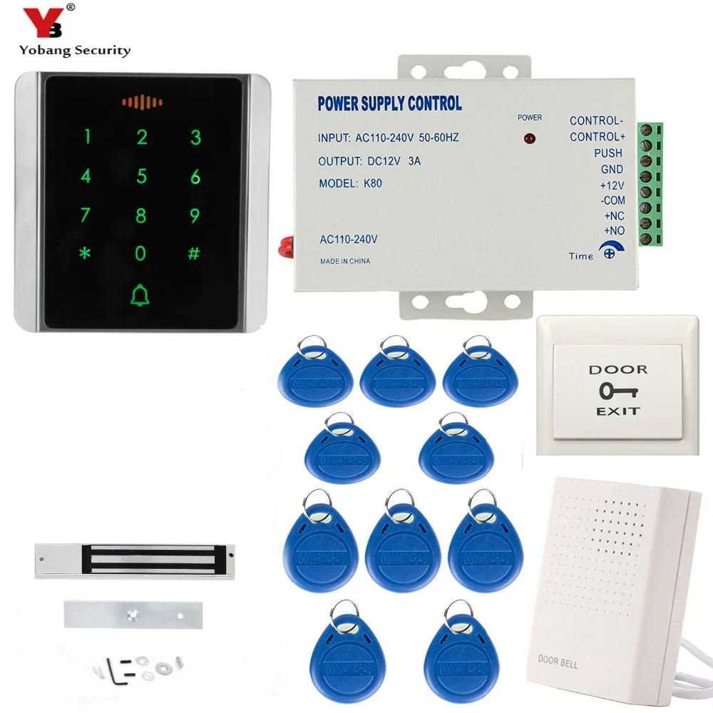 FST Sistema di Controllo Accessi Porta Impronte Digitali Tastiera RFID Biometrica Alimentatore 12V 3A Serratura Magnetica Elettrica 180KG 15 Telecomandi per Casa 