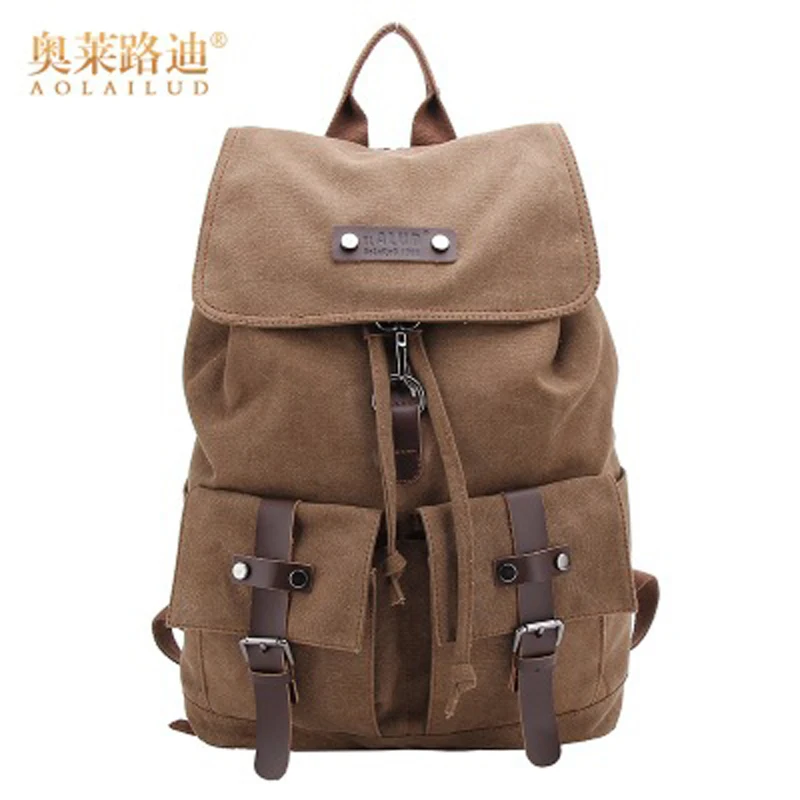 

AOLAILUD Famous Brand New Style Canvas Men Backpack For Students Large Capacity Shoulder Backpacks Casual Vintage Men Bags male
