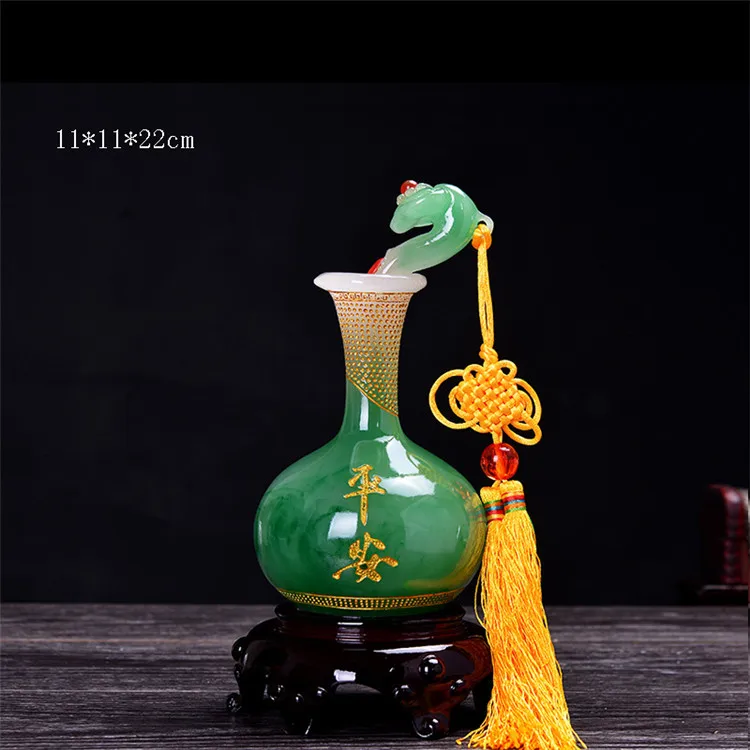 Мирная ваза желаний украшения для дома аксессуары ваза статуэтки китайский стиль фэн-шуй ремесла Компания открытие подарки - Цвет: green small