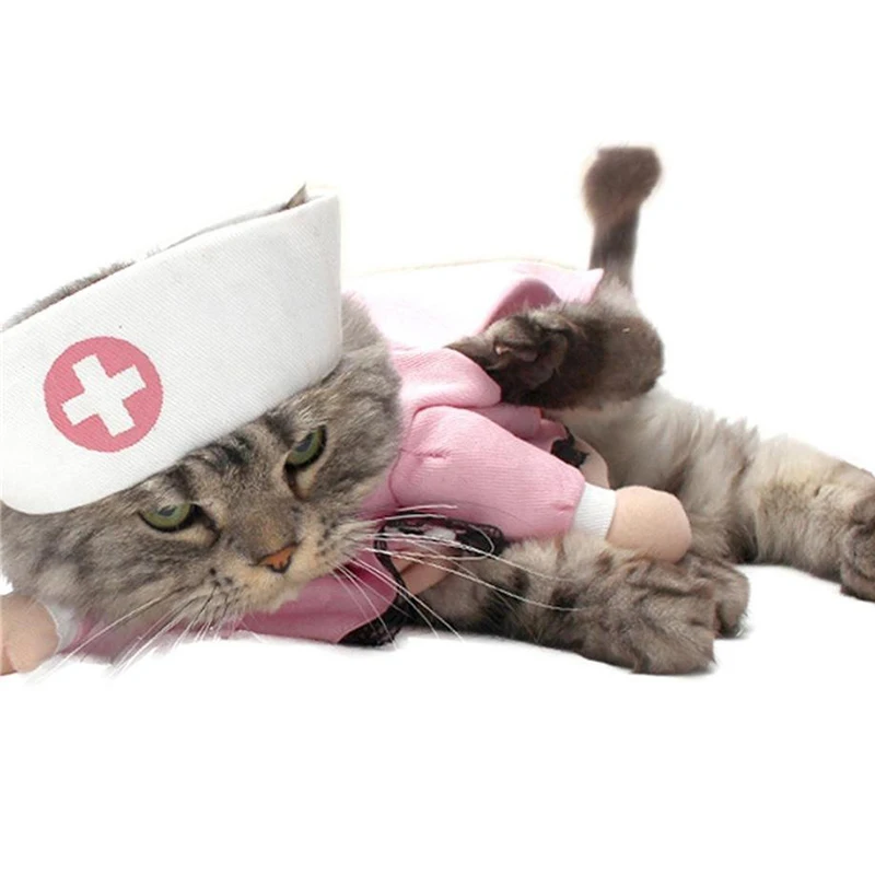 Милый костюм для питомца кота, одежда для кошки, Забавный костюм, костюм медсестры, одежда для кошки, платье, одежда для питомца, хлопковая одежда