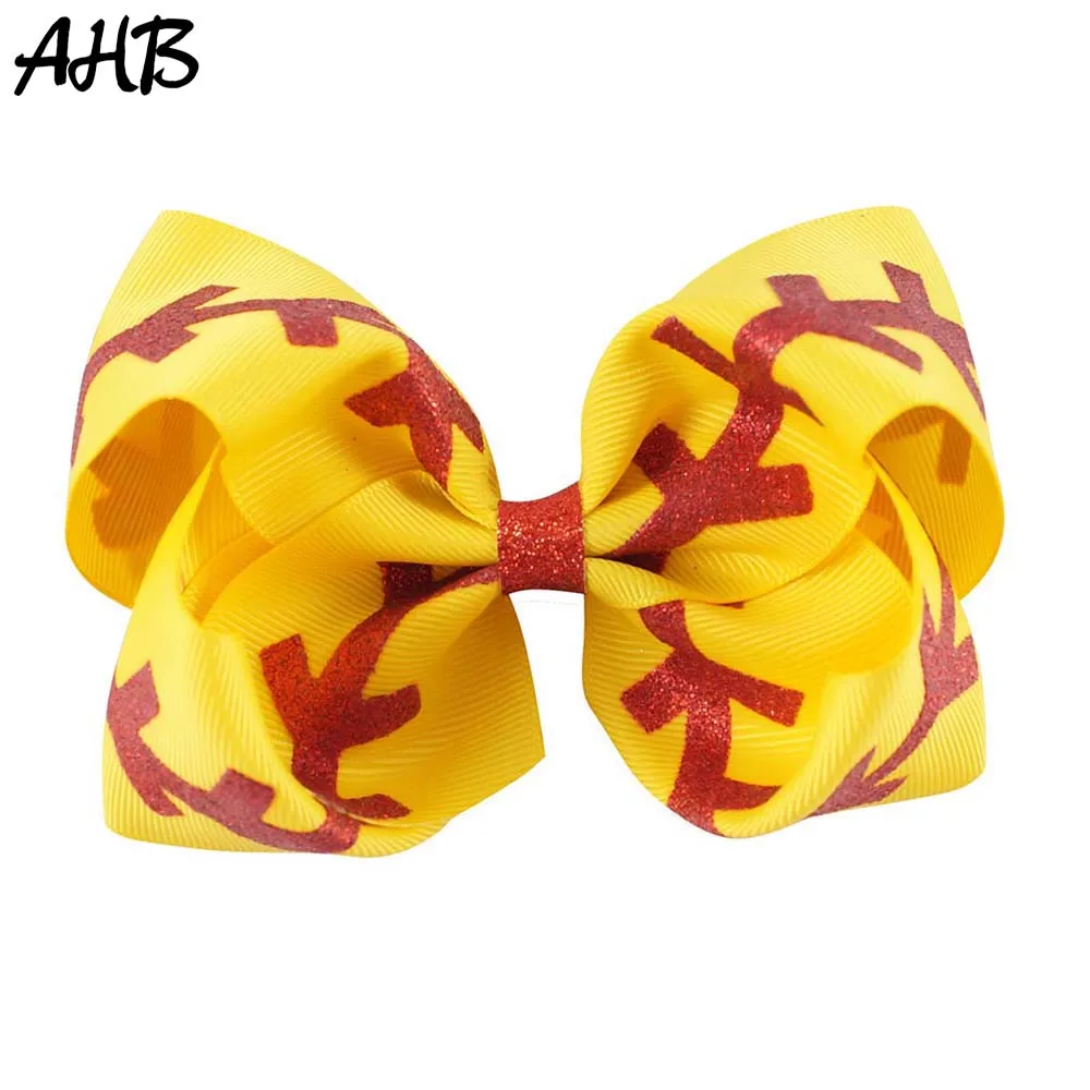 

AHB 4.5'' Softball Print Hair Bows for Girls with Clips Sparkly Hair Ribbon Hairgrips Kids Cheer Bows Party Hair Accessories