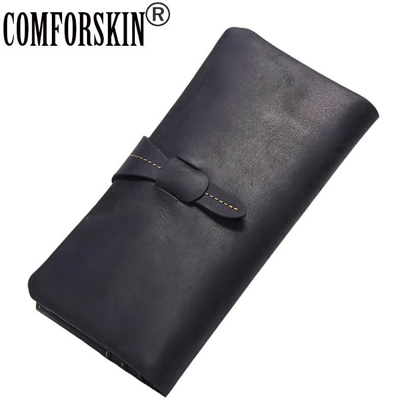 

Premium 100% Cow Leather Multi-Card Bit Men Wallet 2017 Brand Design Vintage Hasp Zipper Wallet Clutch Bags Card Wallet For Men