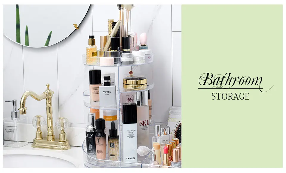 Cosmetic Organizer 360 Rotating Makeup Organizer Plastic Storage Box Acrylic Transparent Brush Holder Lipstick Nail Polish Case  (12)
