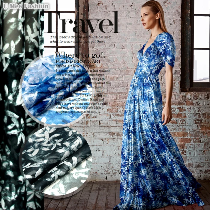 SC068 натуральный шелк шифон/Лунная Звезда трава/анти-УФ шелковая ткань шелк тутового шелкопряда/ширина 1.52yd толщина 8 мм