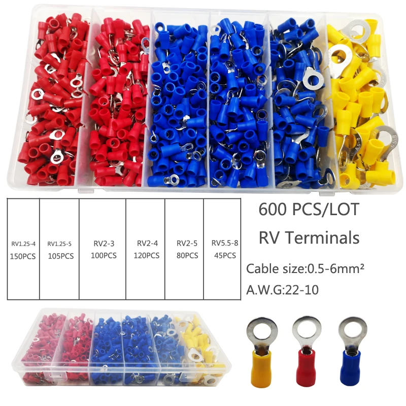 

Circular Pre-lnsulating terminals and electrical wire connectors crimp terminal suitable for 0.5-6mm2 AWG22-10 RV1.25/2/3.5/5.5