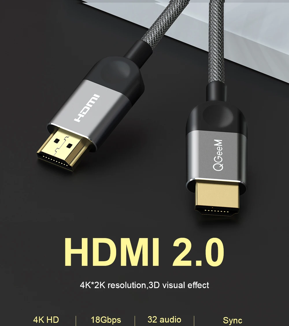 QGEEM HDMI кабель HDMI к HDMI 2,0 кабель для PS3 PS4 проектор HD lcd Apple tv компьютерный ноутбук 1 м 2 м 3 м 5 м Кабель Hdmi