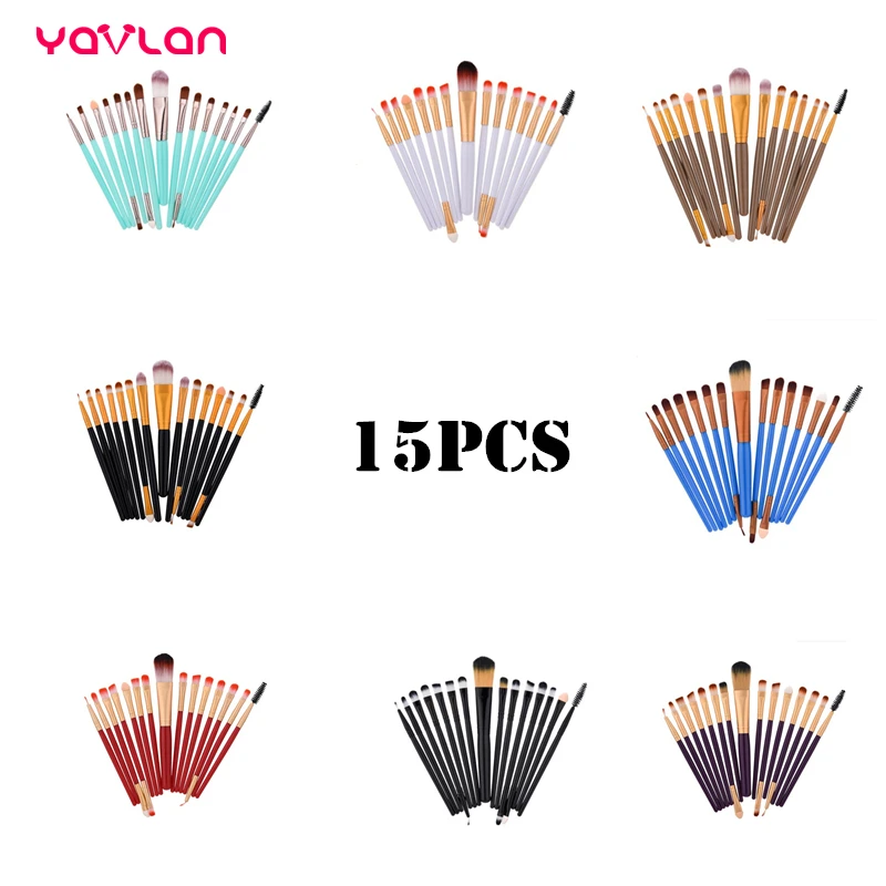 

Yavlan 15pcs Makeup Brushes Foundation Eye Shadow Eyebrow Blush Blending Lip Eyebrow Smudge Brush Nasal Shadow Makeup Brush Kits