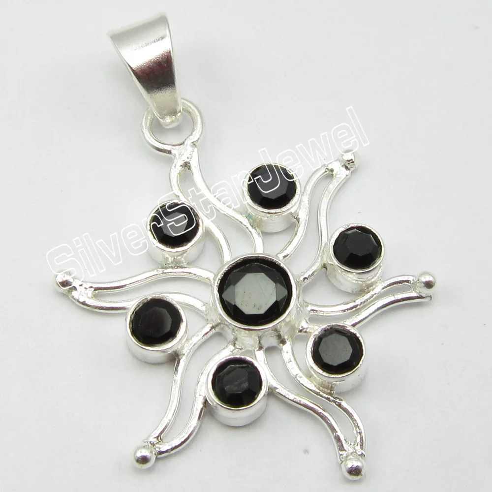 Unique Designed Solid Silver Genuine BLACK ONYX Modern Pendant 1.4 Inch ! JEWELRY | Украшения и аксессуары