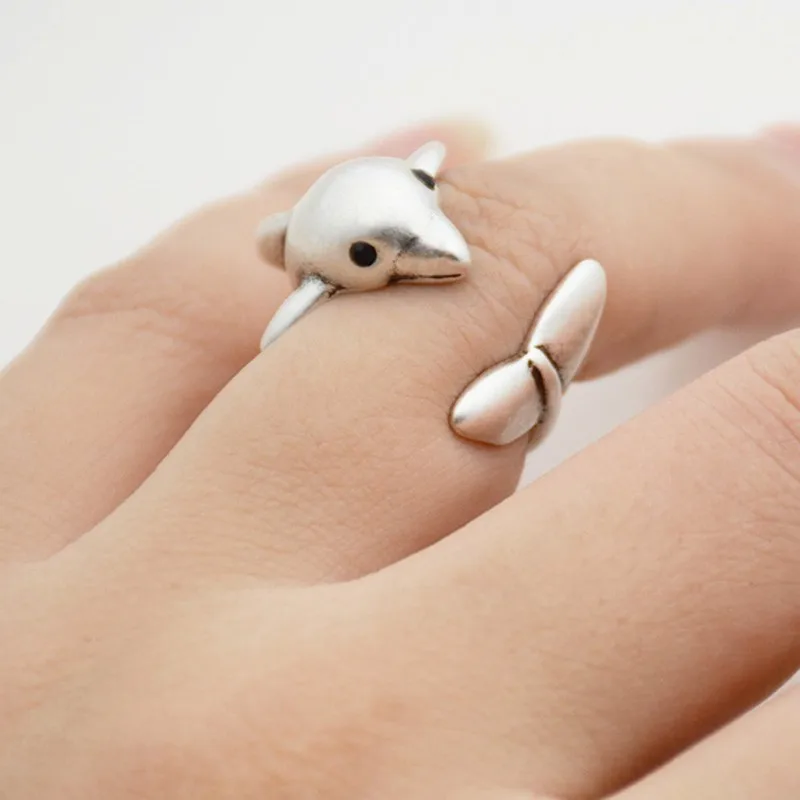 Fei Ye Paws Boho Dolphin Anel кольца для женщин ретро животное рыба пара кольцо Мужчины Девушки Мода Любовь ювелирные изделия Уникальный крутой подарок - Цвет основного камня: Antique Silver