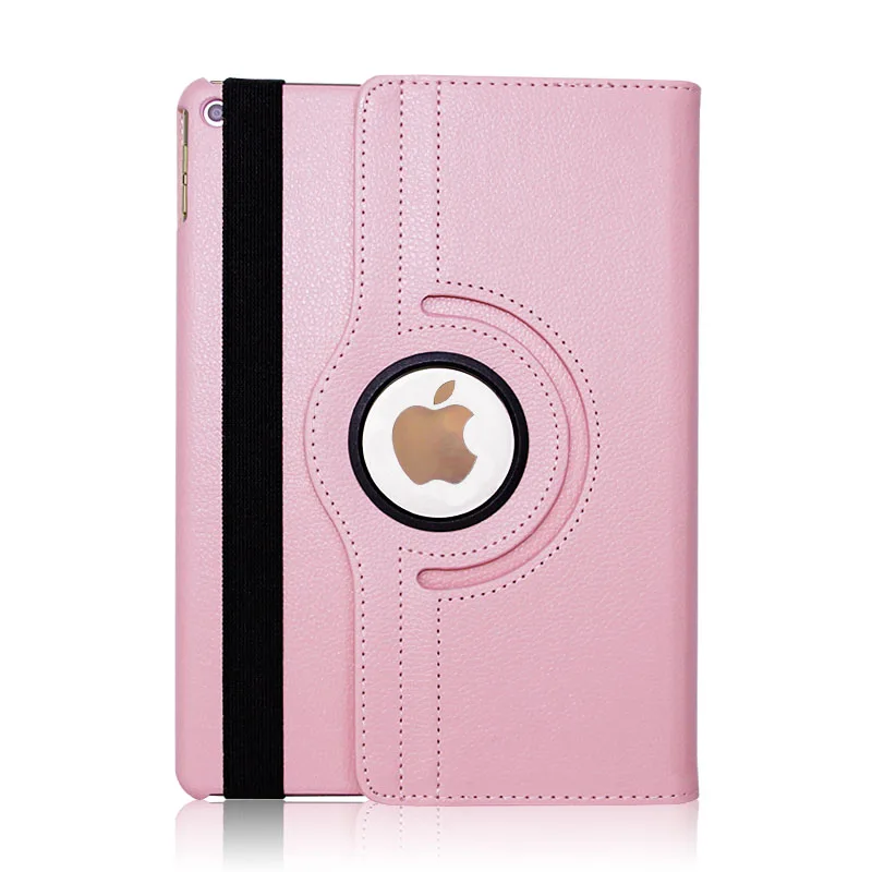 Для Apple iPad воздуха 1 Планшеты чехол 360 Вращающийся Функция Твердые искусственная кожа Стенд Мода для iPad 5 Фолио Защитный чехол кобура - Цвет: pink