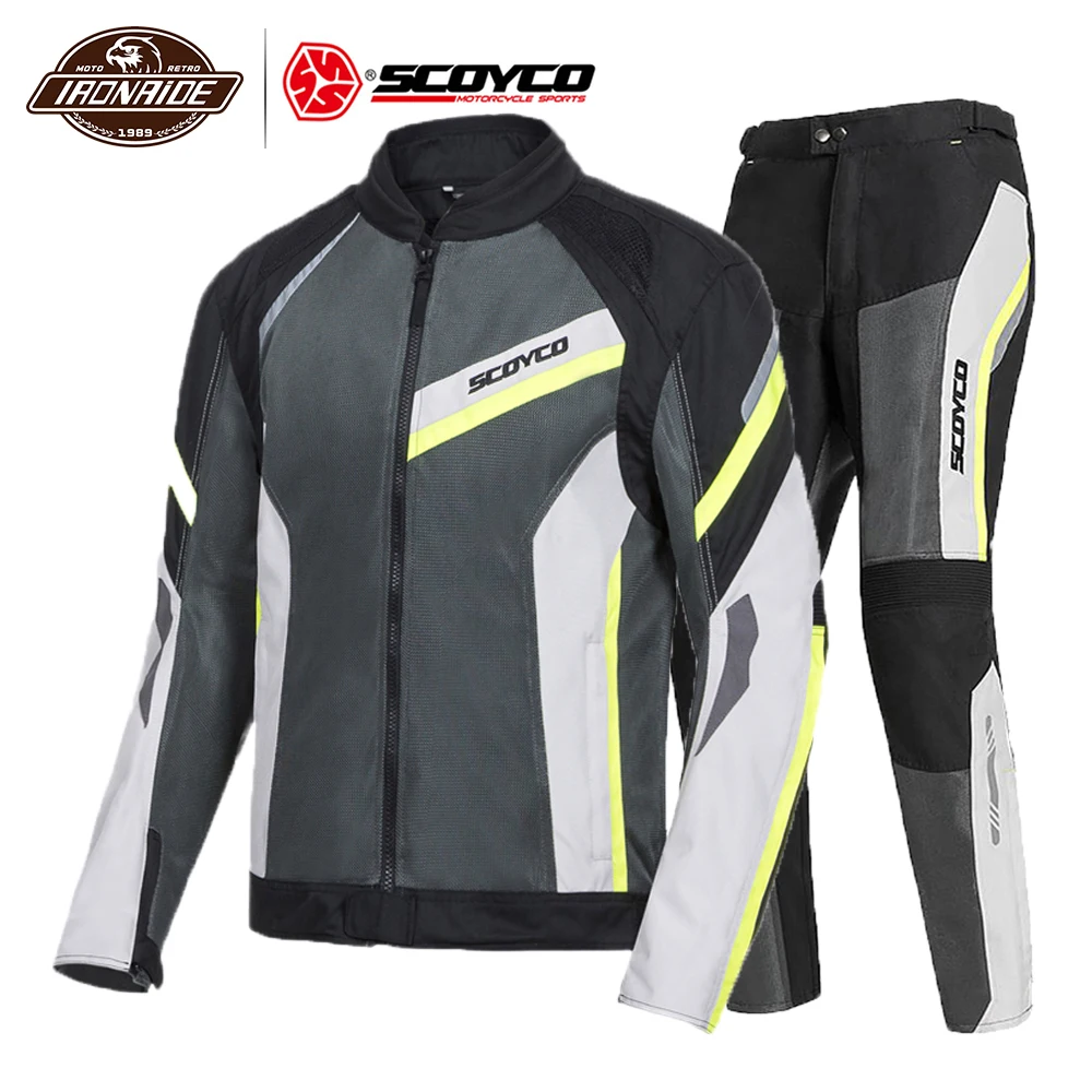 SCOYCO летняя мотоциклетная куртка мужская мотоциклетная куртка для мотокросса дышащая Броня мотоциклетный костюм Защита - Цвет: Yellow Suit