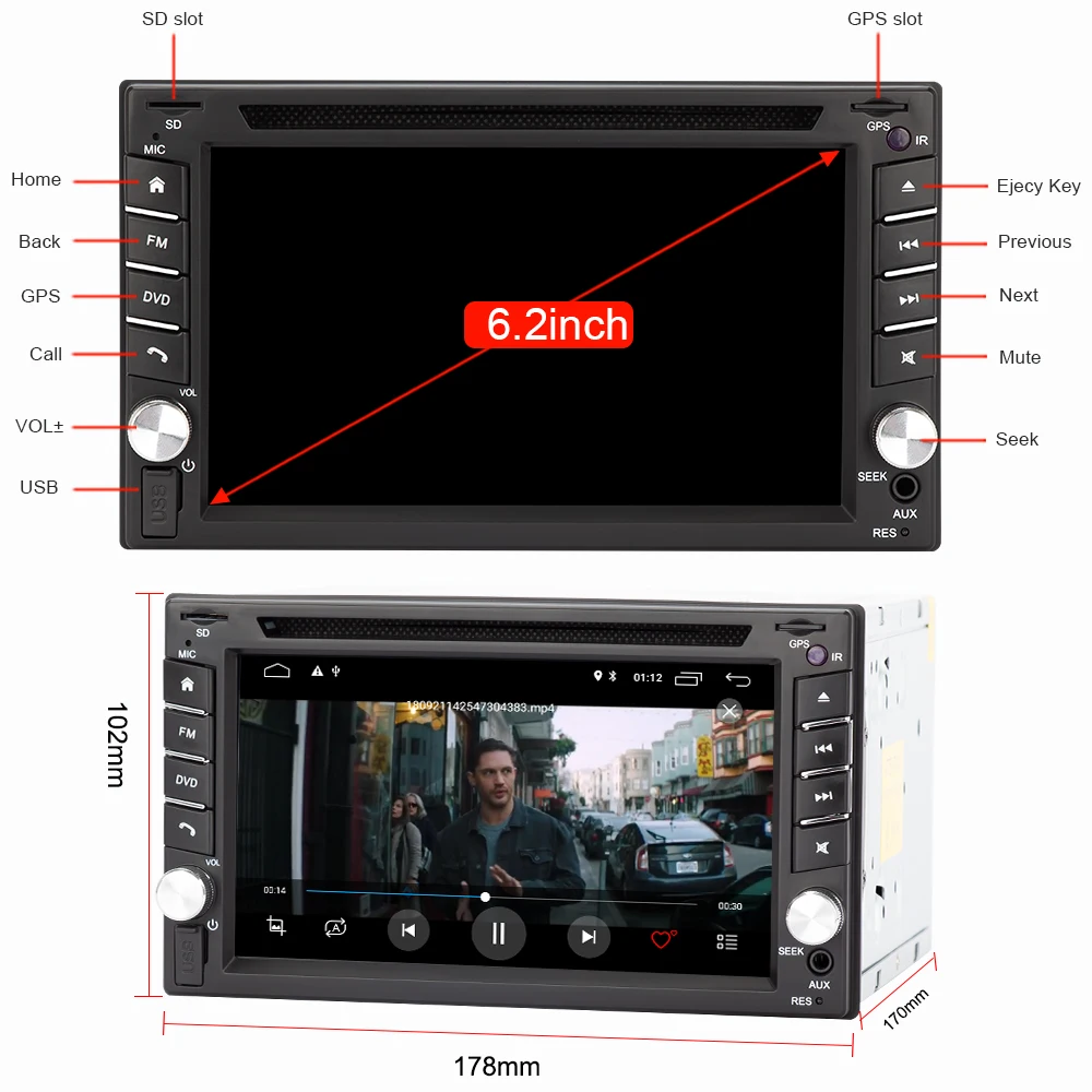 Clearance Eunavi 2 Din Quad Core TDA7851 Universal Android 9.1 Car Multimedia dvd radio stereo audio Player 2din Tablet PC GPS Navigation 2