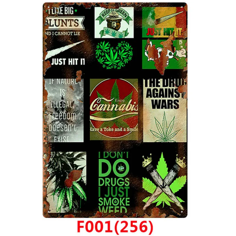 Sky blue California Weed Retro Metal Tin Signs Poster Marijuana Vintage Tinplate Poster Bar Cafe Wall Decoration Poster 20*30cm - Color: Sky blue