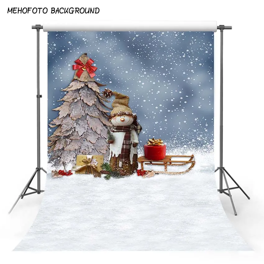 Виниловый фон для фотосъемки с изображением рождественского снеговика серой деревянной стены снежинки - Цвет: Светло-голубой