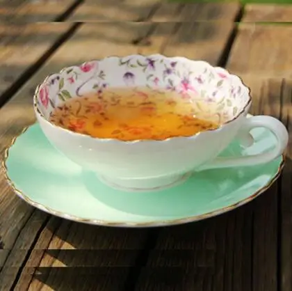 Английский послеобеденный чай, Высококачественная кофейная чашка и блюдце из костяного фарфора, чашка в японском стиле, европейская чашка - Цвет: Зеленый