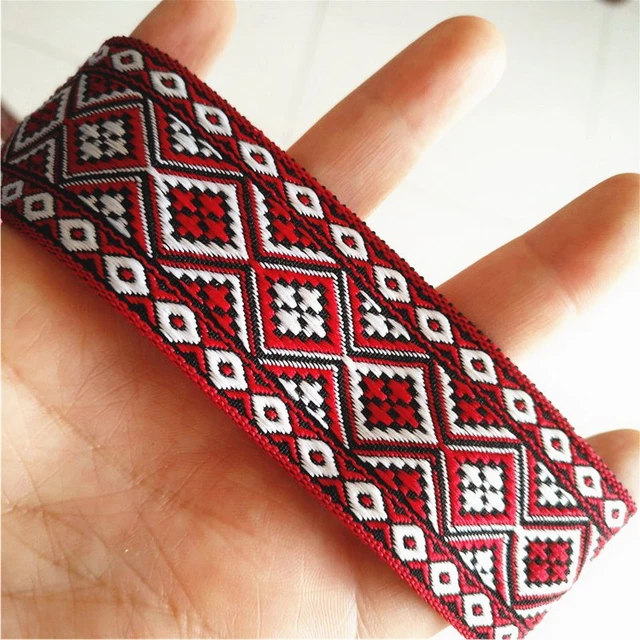 2M Boho Jacquard Ribbon Trim Ethnic Ribbon Red Jacquard Braid Trim for  Sewing, Handmade Bag, Clothing Decoration 3CM Wide - AliExpress