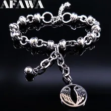 Модные ангельские крылья браслеты из нержавеющей стали для женщин ювелирные изделия цвет серебра талисман ювелирный браслет jonc B17856