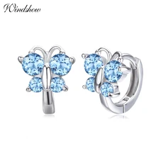 Симпатичные 4 цвета Бабочка CZ 925 пробы серебряные маленькие круглые петли Huggies Серьги-кольца для женщин дети девочки дети Aros