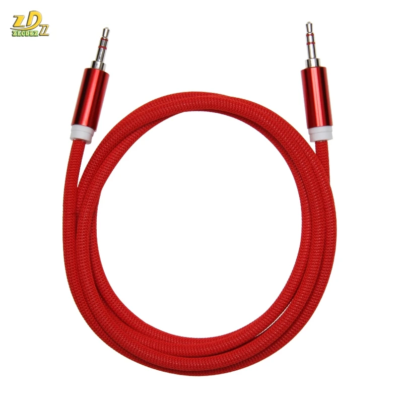 1 5m 3 5mm cloth Fabric Braid jack to jack aux cord Audio Cable for iphone Car MP3 Headphone Speaker AUX Cable wholesale 500pcs