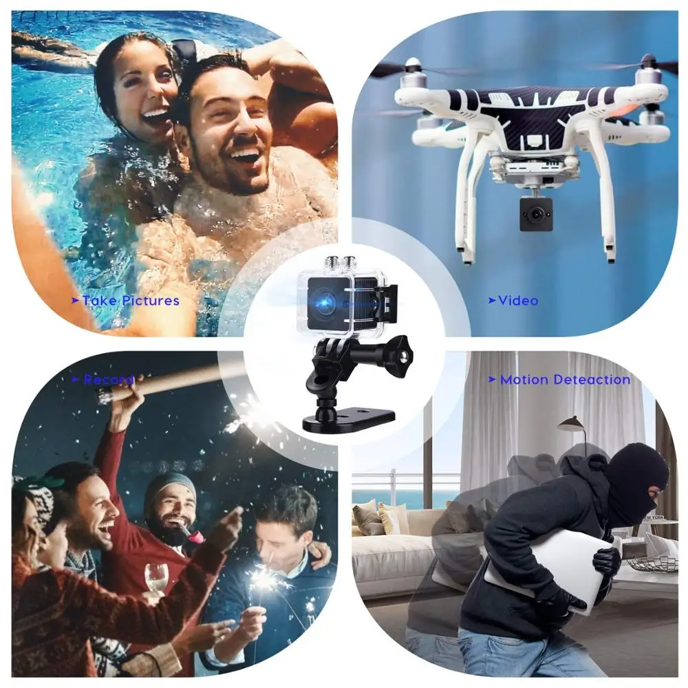 Мини-камера, водонепроницаемая портативная камера, 1080P HD Няня Cam-камера безопасности для дома/серфинга/Сноркелинга/езды на велосипеде/кемпинга