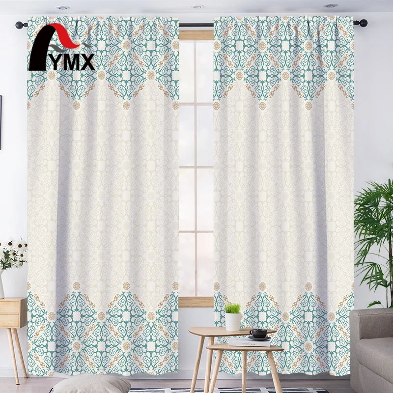 

FYMX Fresh Floral Window Curtains Curtains Blackout Living Room For bedroom 3D Printed Light Blocking French Curtains Home Decor