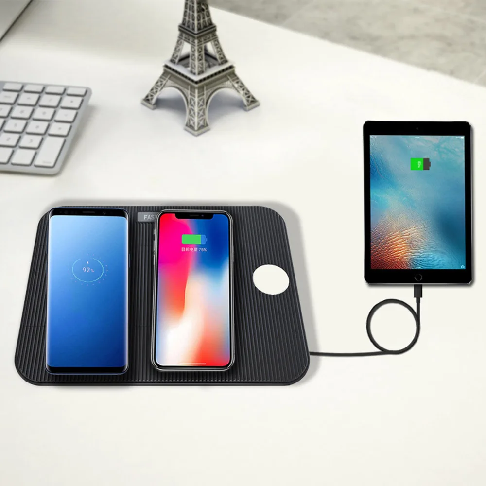 4 в 1 Qi Беспроводное зарядное устройство для Apple Watch 1 2 3 4 Iphone 8 X XR XS samsung Note 8 S8 Вертикальная Складная быстрая Беспроводная зарядка