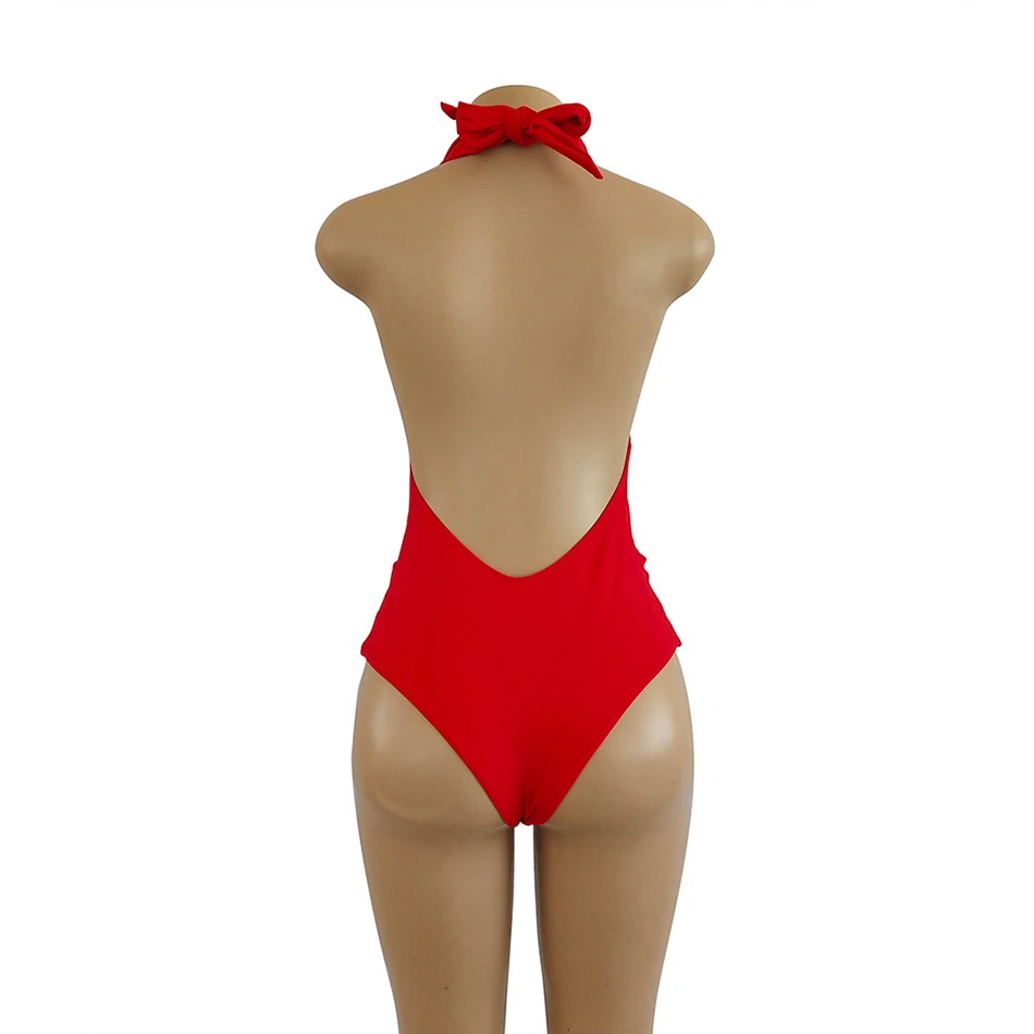 Сексуальный трикини, сдельный купальник, женская одежда для плавания,, бандаж, монокини, купальники для женщин, 1 Цельный купальник, черный, красный