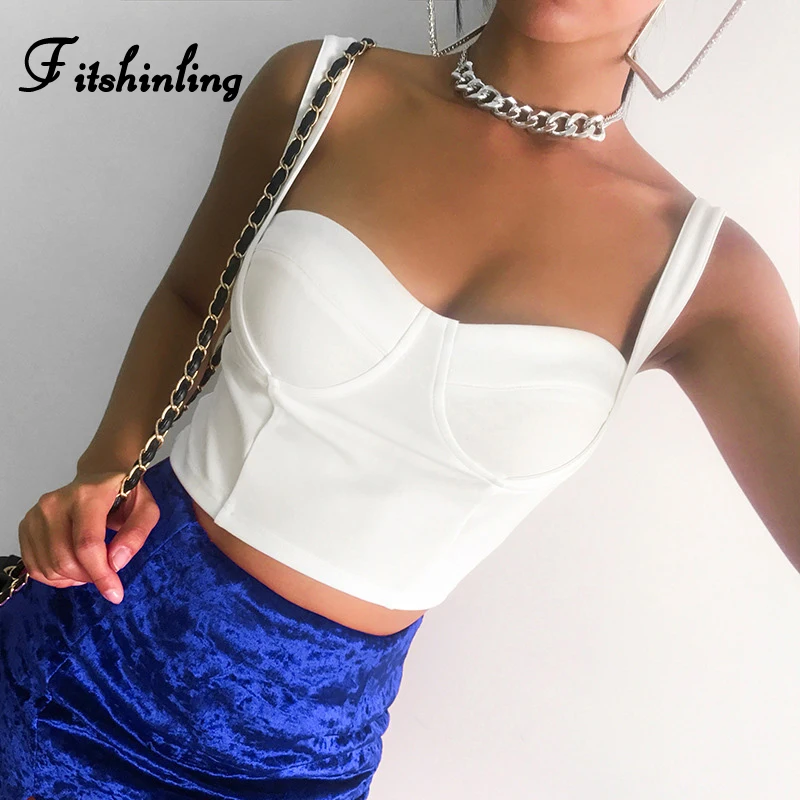 

Fitshinling Fashion streetwear bustier top camis women clothes 2019 summer white sexy hot vest female cropped tops camisole sale