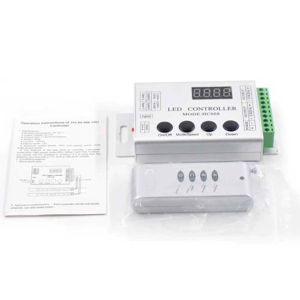 HC008 RF пульт дистанционного управления RGB светодиодный Управление; Управление 2048 пикселей, 133 эффект режимов, для WS2812B WS2811 WS2801 5 V/12 V Светодиодные ленты светильник
