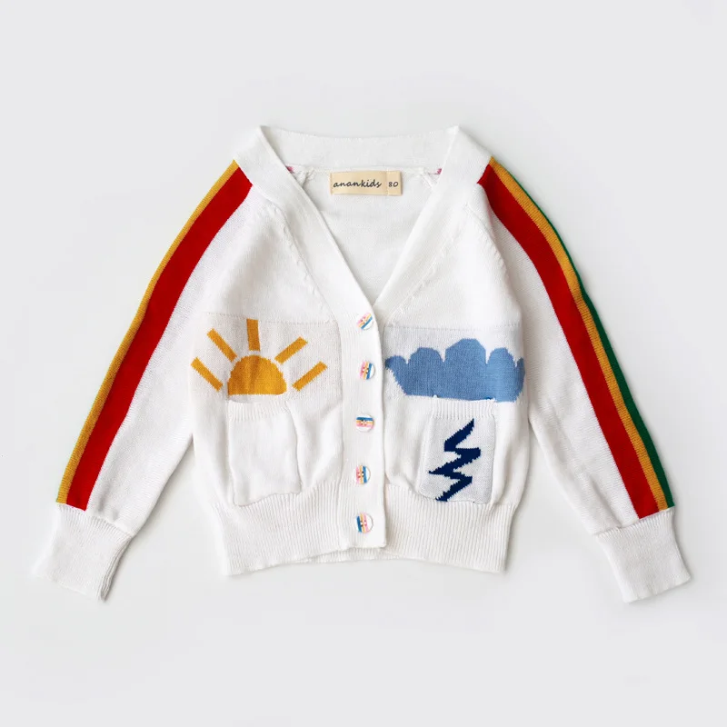 Christmas Sweater Mom and Baby Matching Clothing Mother Son Daughter Outfits Rainbow Sun Cardigan Mom & Baby Jacket Mom Kid Set