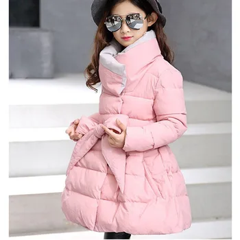 

big baby girls coats dress warm clothes cotton padded long jacket kids girl winter 2018 new thick black purple black children