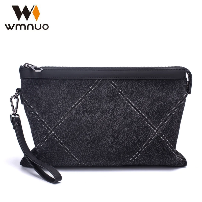 

Wmnuo Clutches Men Hand Bag Genuine Cow Leather Thread Envelope Bag For Male Grind Arenaceous Wristlets Wallet Clutch Fashion