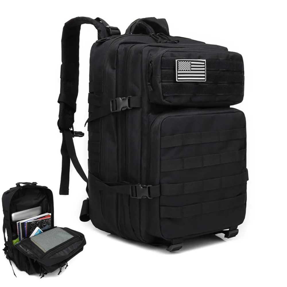 GUGULUZA 45L Tactical Backpacks Men Military Assault Bags Outdoor 3P EDC Molle Pack For Trekking Camping Hunting | Спорт и