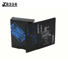 K8356 Smooth Waterproof Black Plastic Playing Cards Black Plastic Texas Hold'em Poker Cards Baccarat Board Games 2.48*3.46 inch