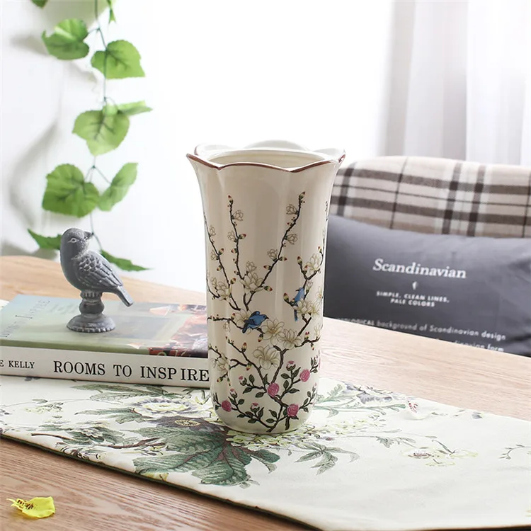 Пасторальная птица бабочка фарфоровая ваза британская сельская керамика ваза для цветов комната Прихожая домашний сад свадебное украшение - Цвет: ModelF Blue Bird