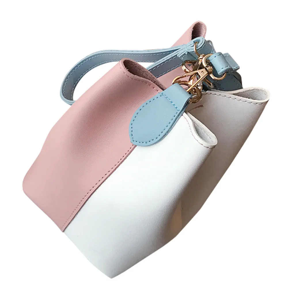 PK Модная женская сумка мешок шить диагональ сумка через плечо Crossbody Кожа Широкий Сумочка челнока Y503 - Цвет: PK