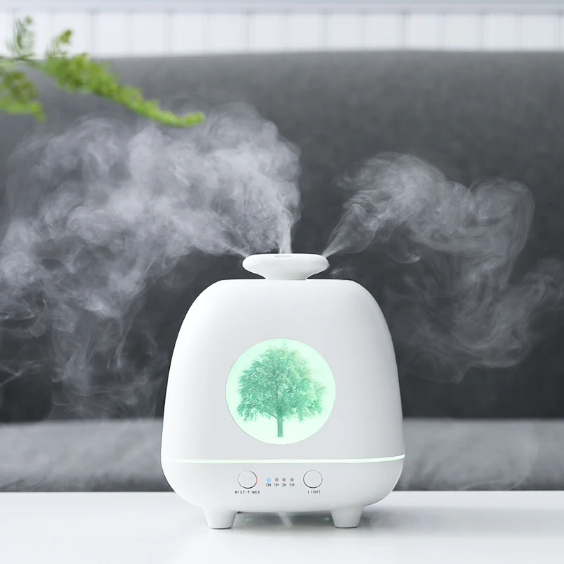 

White Aroma Essential Oil Air Humidifier Ultrasonic 7 Colors Changing LED Light Mist Maker Diffuser with 4 Mist Outlet for Home